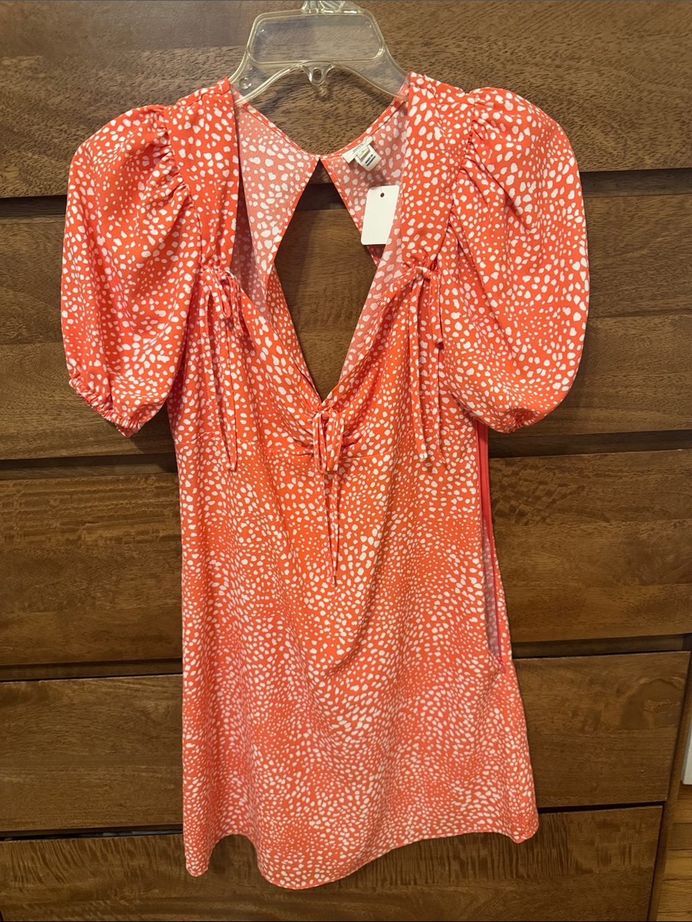 River Island Coral Mini Dress with White Spot Print